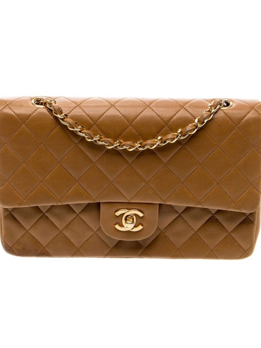 CHANEL Quilted Shoulder Bag in Caramel Brown with Gold Hardware